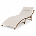 Tumbona de Acacia con Cojín de Poliéster Beige 200x65x35 cm