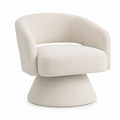 Silla giratoria de tela de poliéster blanca con respaldo curvado
