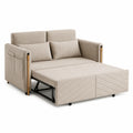 Sofá cama 2 plazas tela poliéster beige con estructura de metal