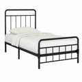 Cama individual de metal negro con somier