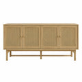 Aparador de Madera Maciza y Ratán Natural 4 Puertas 150x75x40 cm