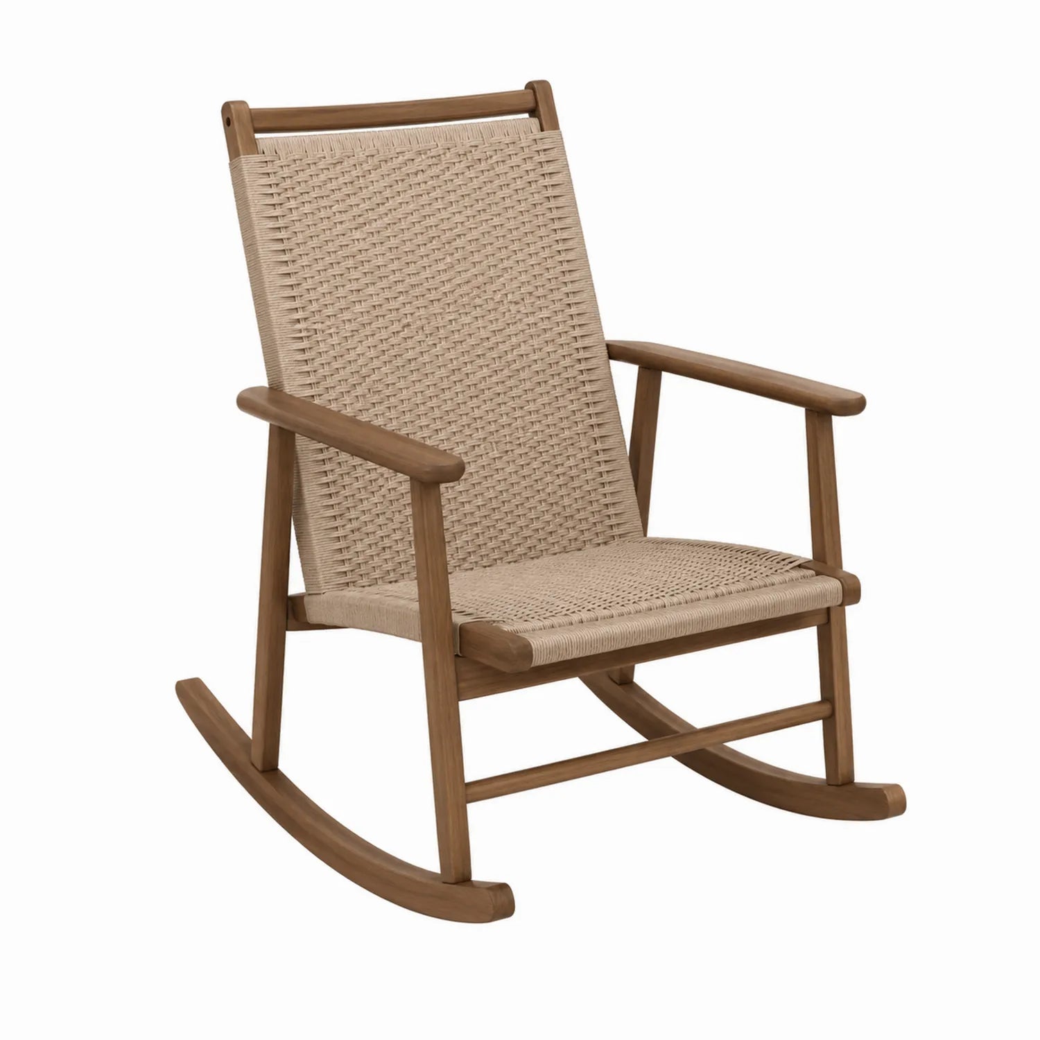 Mecedora de madera y cuerda beige