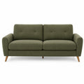 Sofá de Tela Verde con Patas de Madera