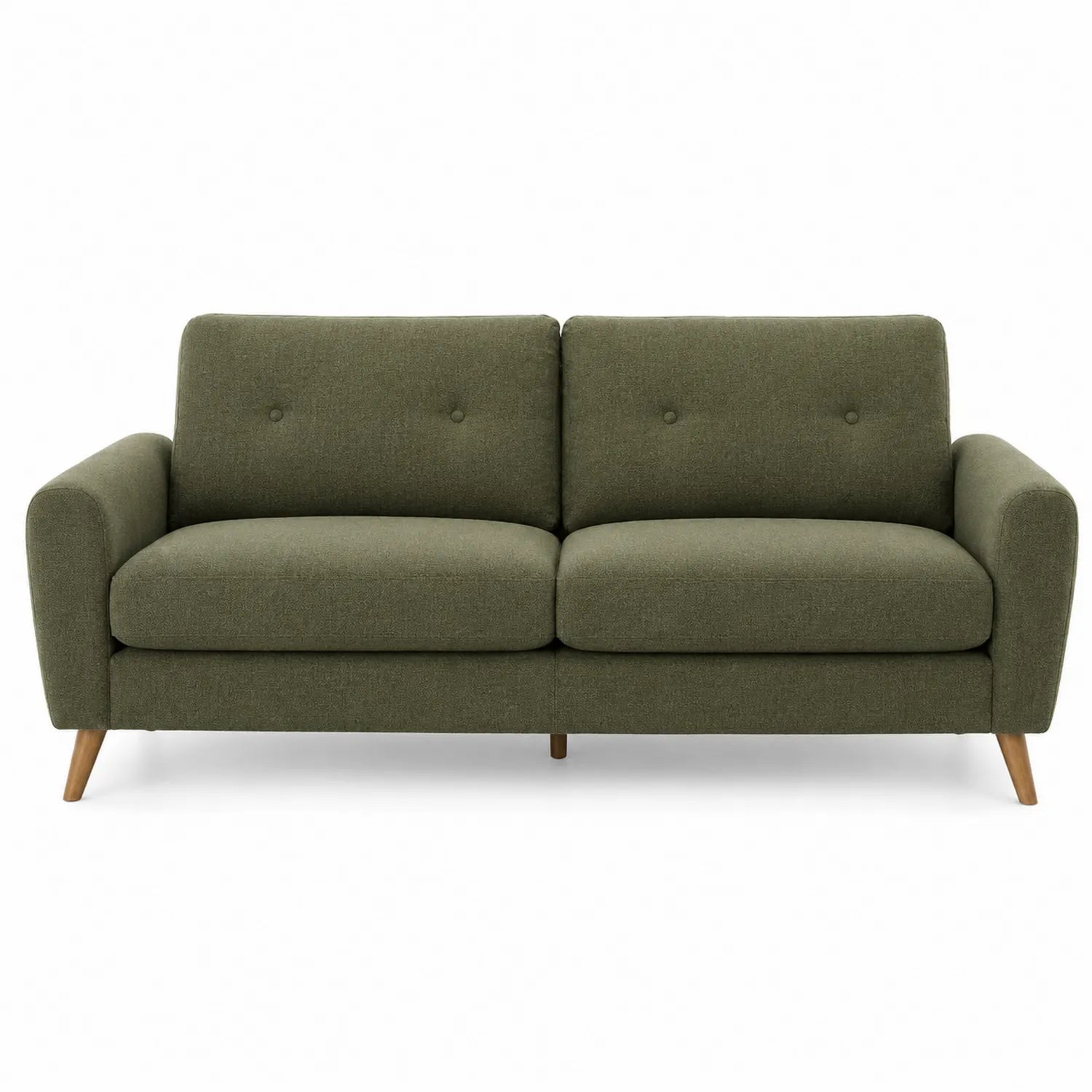 Sofá de Tela Verde con Patas de Madera