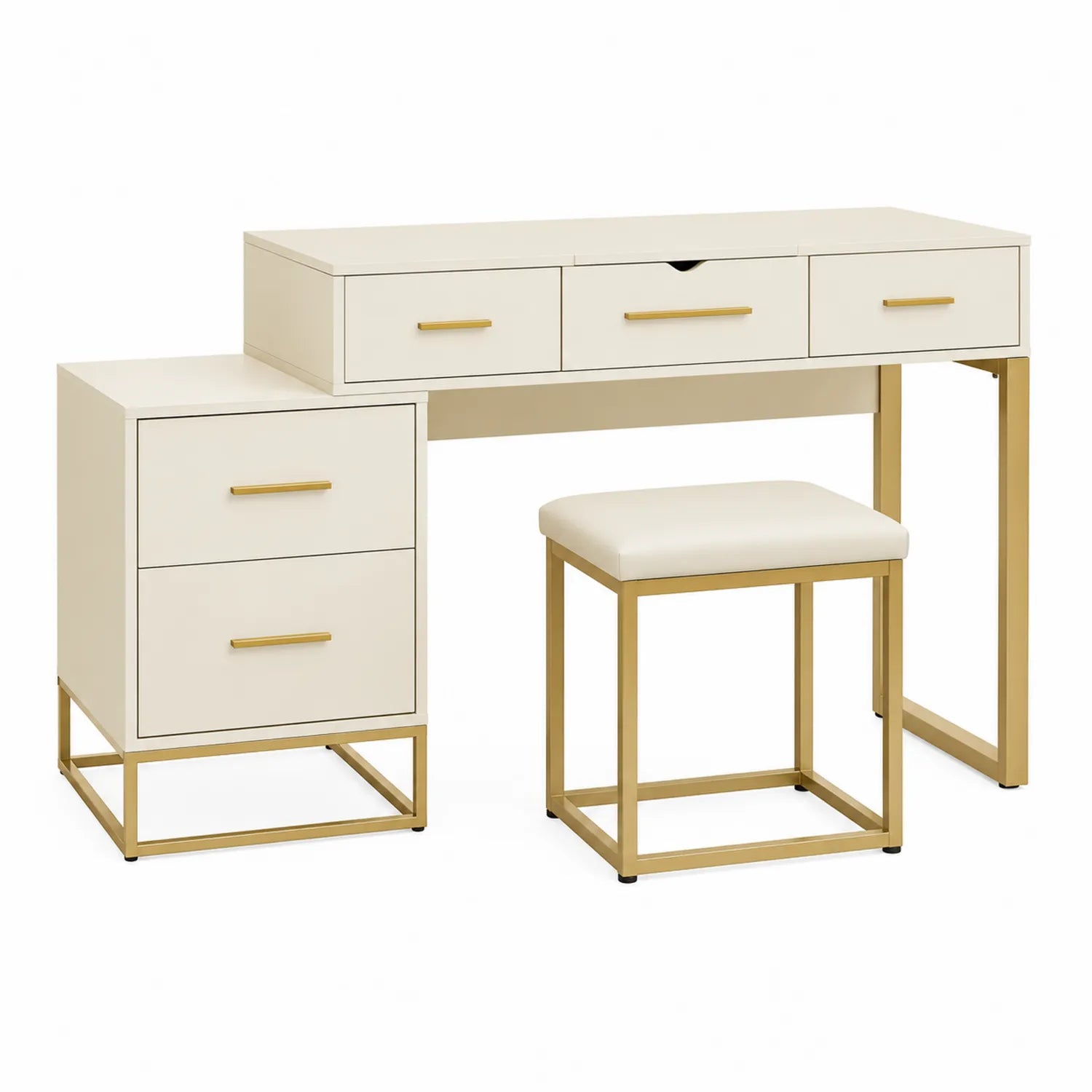 Conjunto de Escritorio y Taburete de MDF con Metal