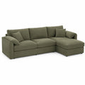 Sofá chaise longue en poliéster verde oliva 280x170x90 cm