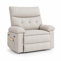 Sillón Reclinado de Tela Beige con Bolsillo Lateral