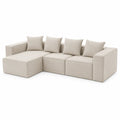 Sofá chaise longue modular en tela de poliéster beige