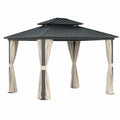 Pérgola de Aluminio con Techo de Acero 3x4m Negro y Beige