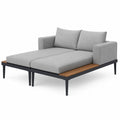 Cama de día de aluminio y madera con cojines de poliéster gris