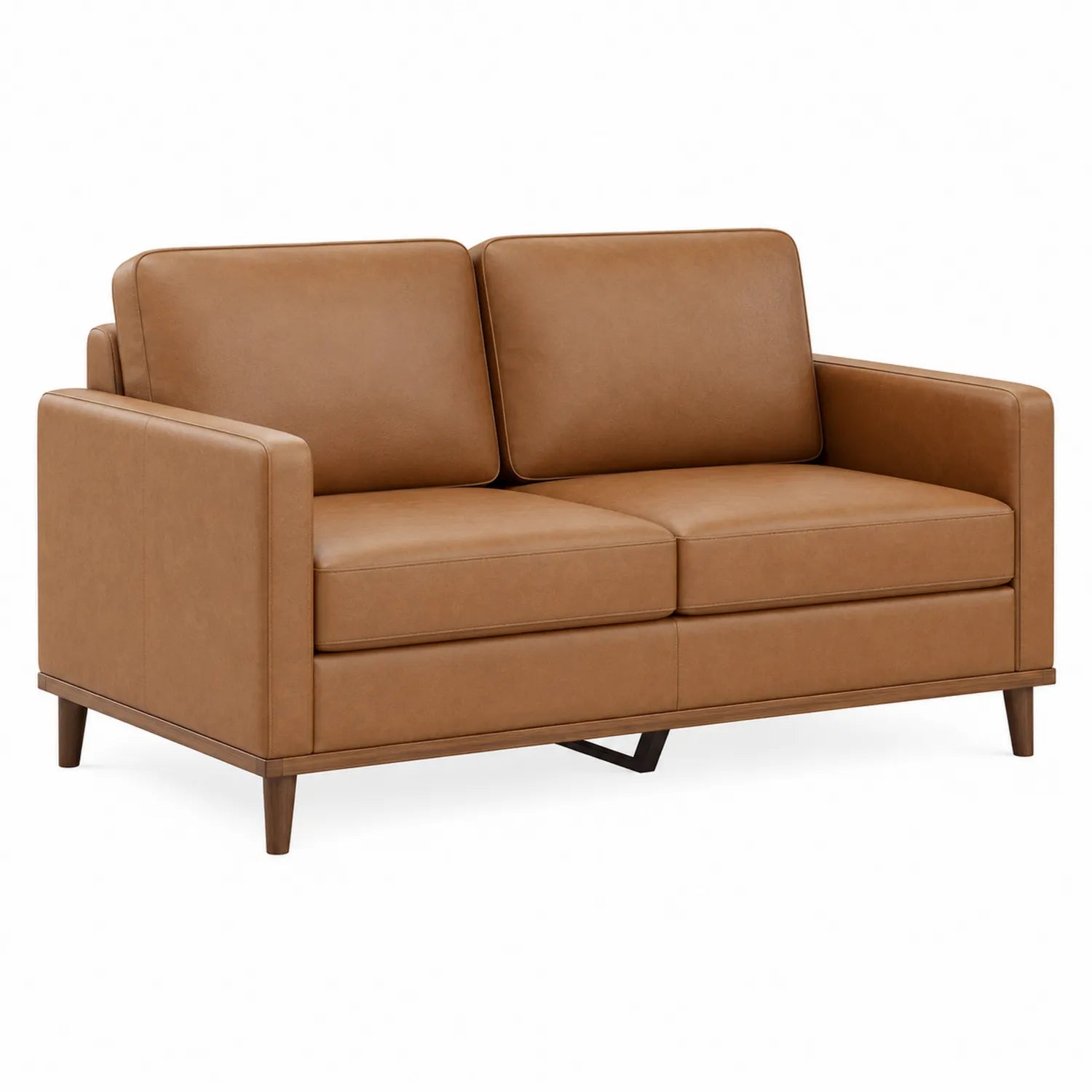 Sofá de dos plazas de cuero sintético marrón 150cm