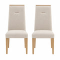 Conjunto de 2 sillas de comedor de tela Beige con patas de madera