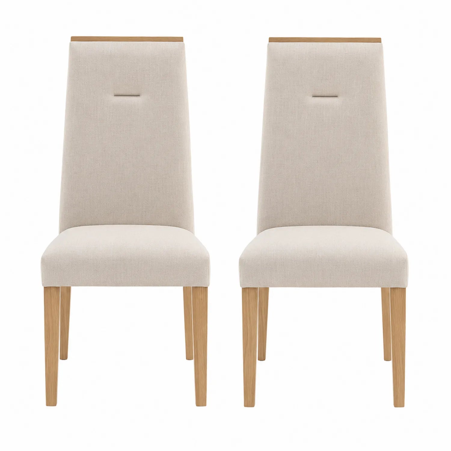 Conjunto de 2 sillas de comedor de tela Beige con patas de madera