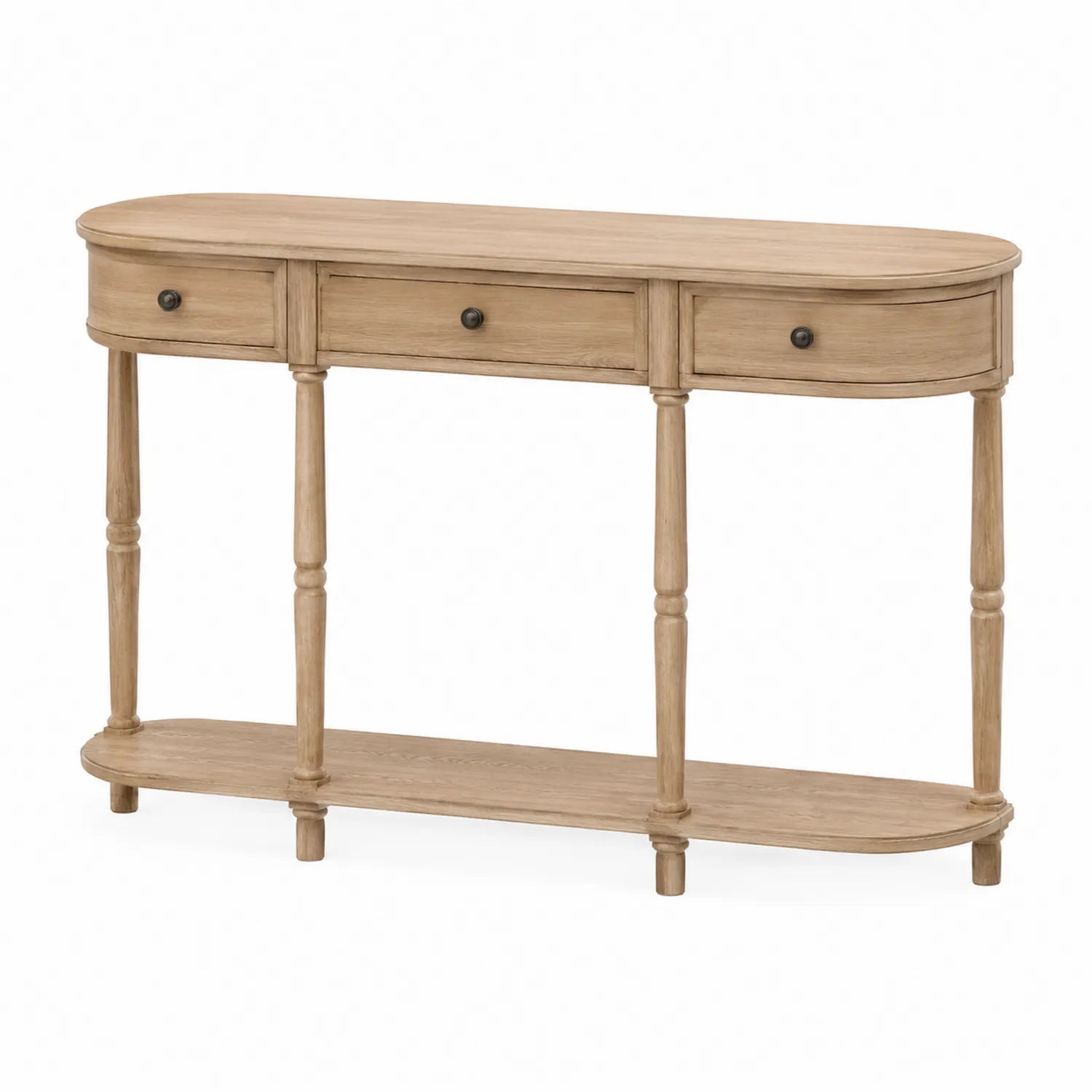Consola de Madera de Roble Ovalada 120x30x80 cm