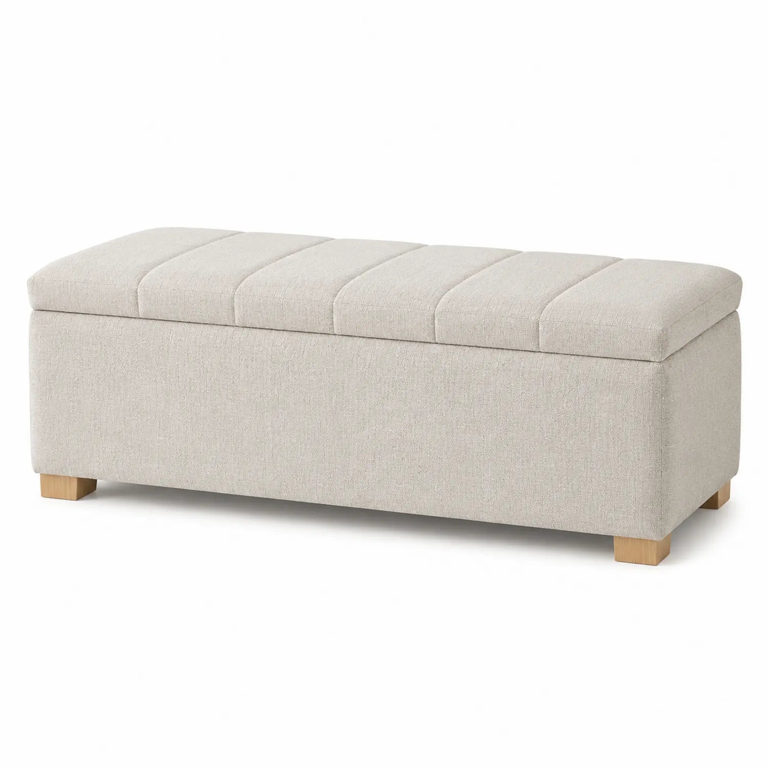 Banco de almacenaje de madera y tela beige 120x40x45 cm