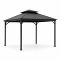 Pérgola de Aluminio con Techo de Acero 300x300 cm Negro