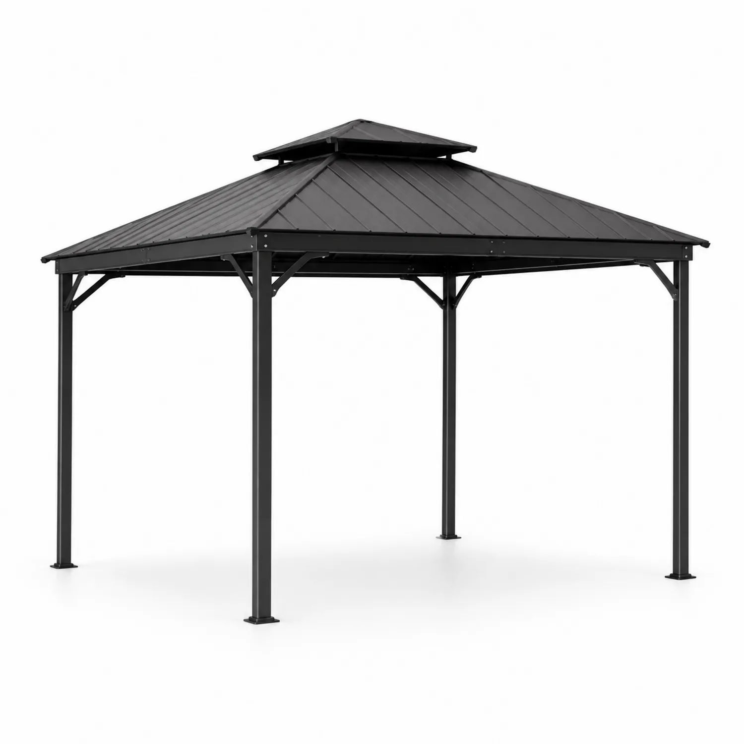 Pérgola de Aluminio con Techo de Acero 300x300 cm Negro