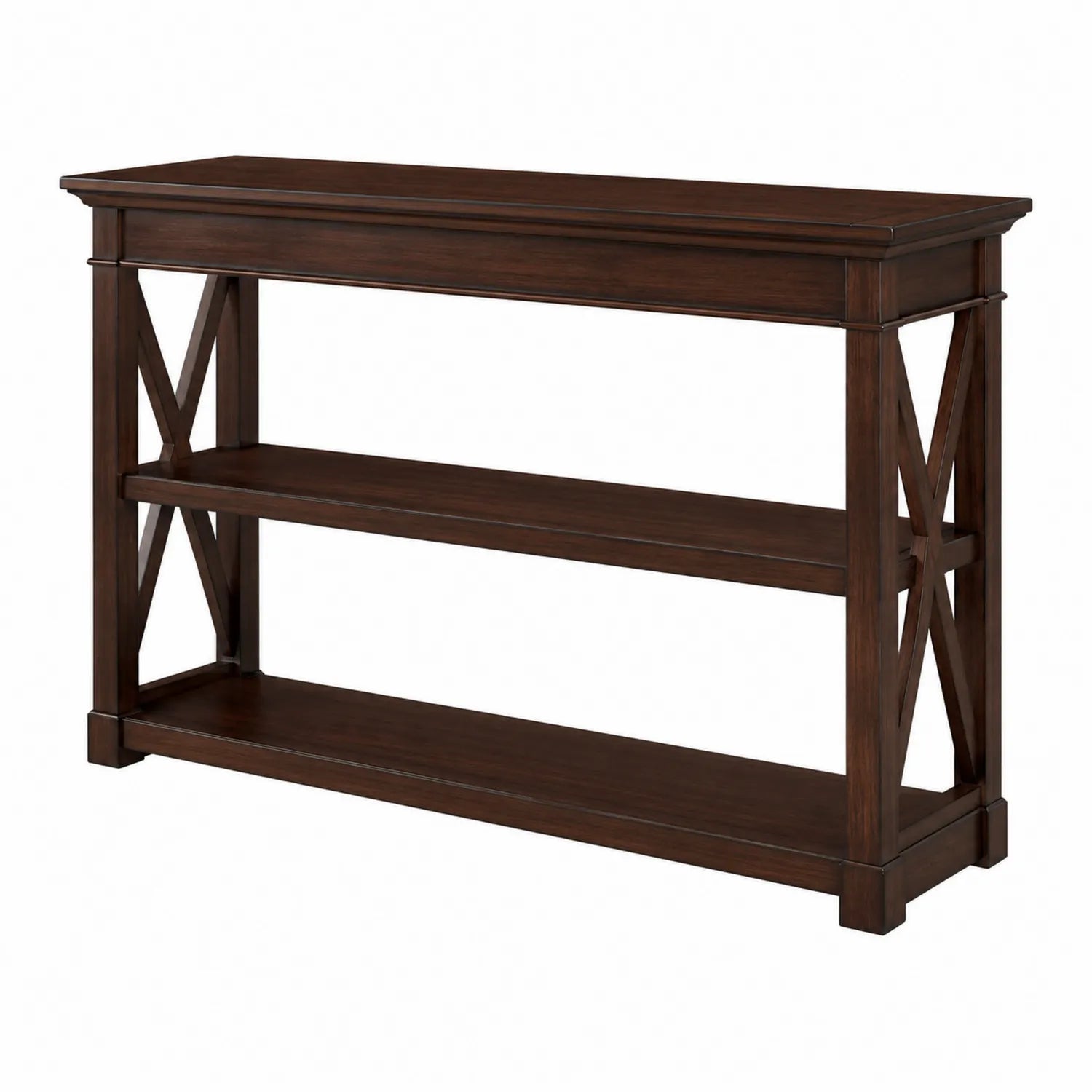 Consola de Madera Maciza Marrón con Estantes