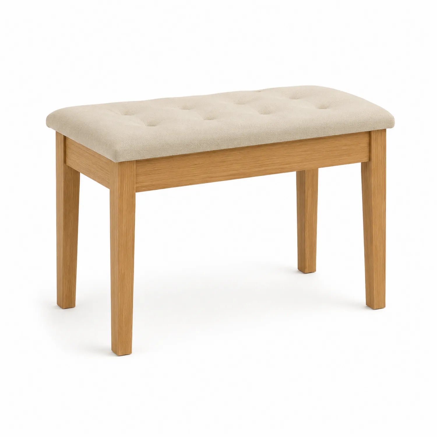 Banco de madera con asiento de tela beige 80x40x45 cm