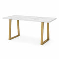 Mesa de comedor de mármol blanco con patas de metal dorado 180x90x75cm