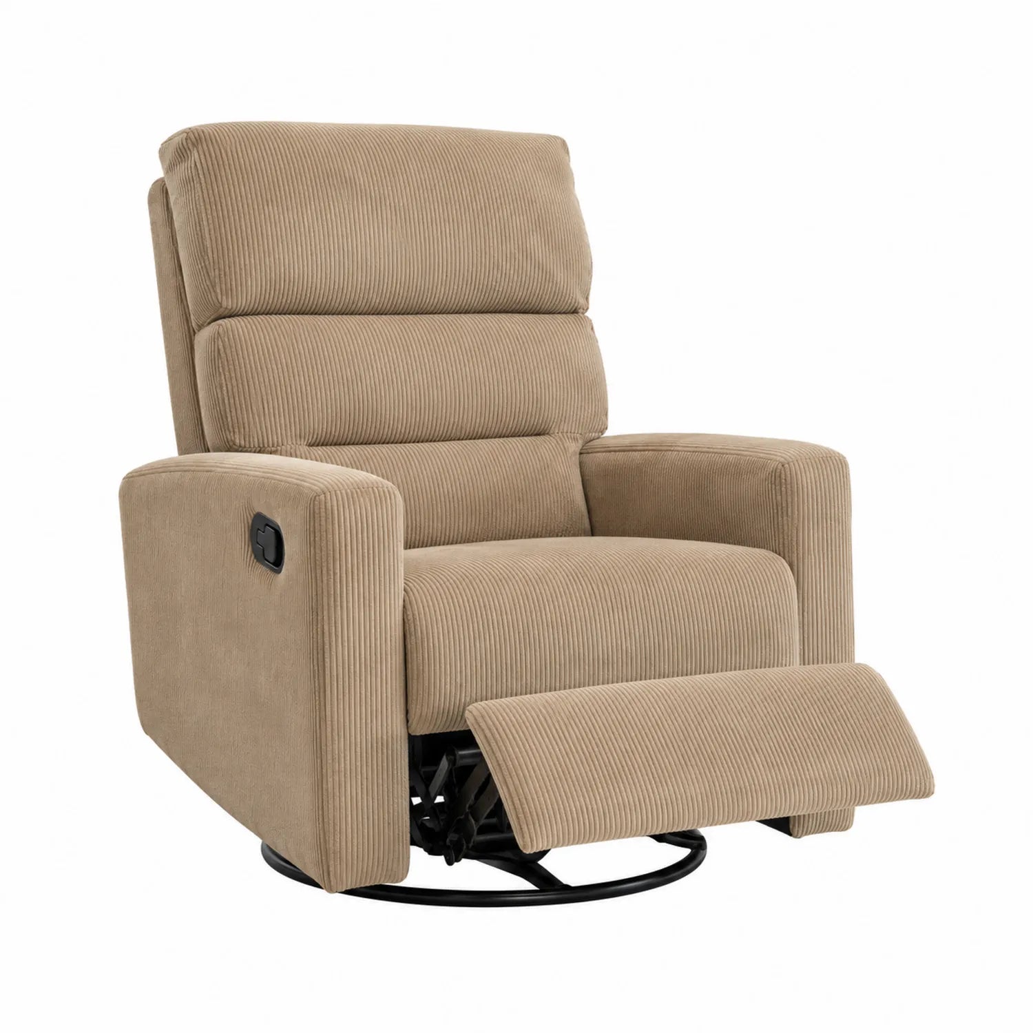 Silla reclinable de pana beige con base giratoria