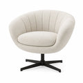 Silla Giratoria de Poliéster Beige con Base de Metal Negro
