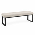 Banco rectangular tapizado en lino beige con estructura de acero negro 120 cm