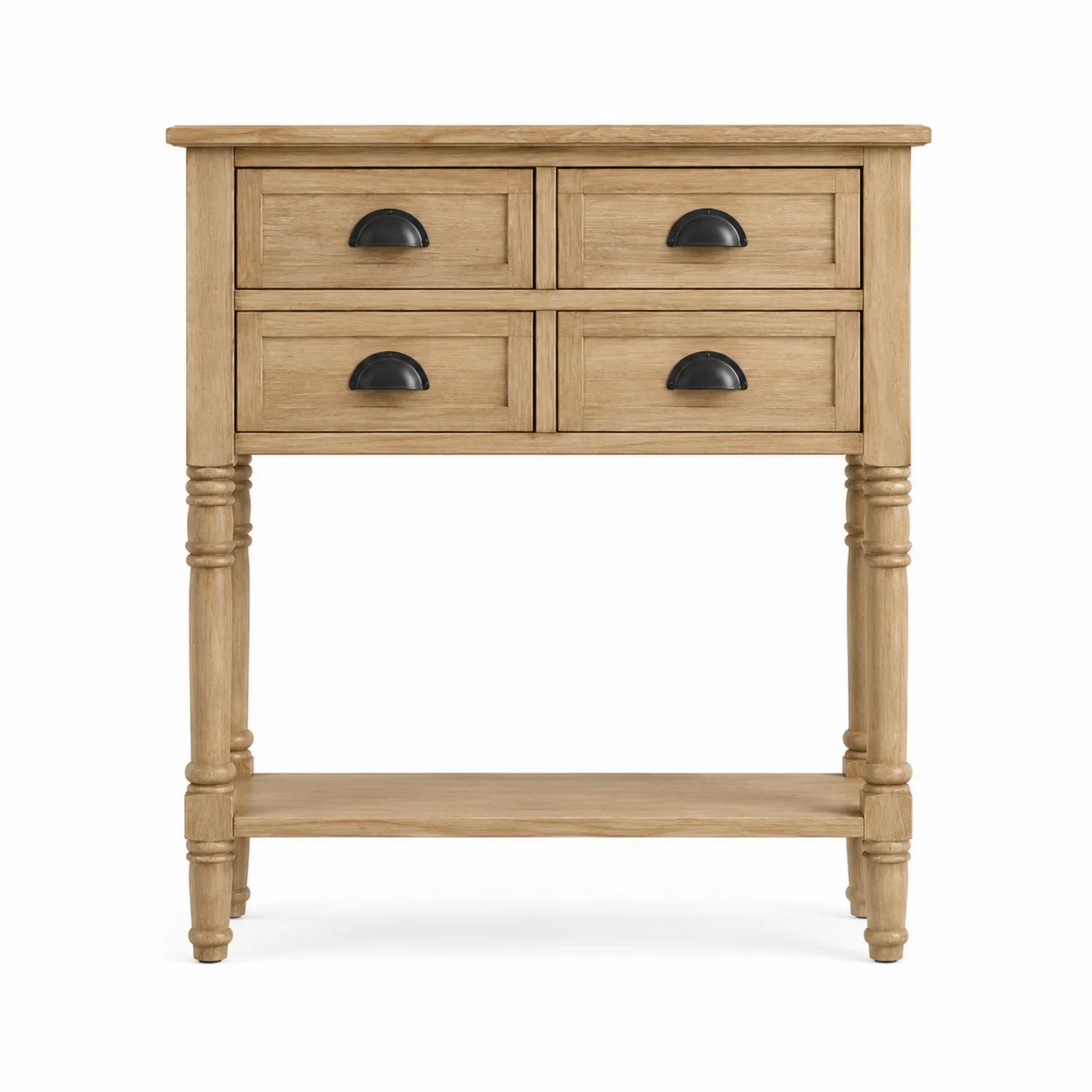 Mesa consola de madera con cajones y estante