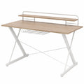 Escritorio de Madera y Metal Blanco con Estante 120x60x75 cm
