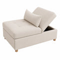 Sofá chaise-longue de poliéster beige con almacenamiento
