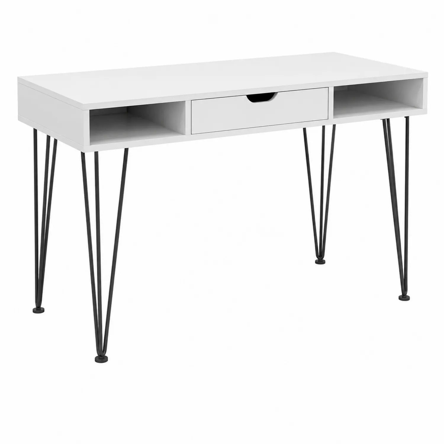 Escritorio blanco MDF con patas de metal negro 120x55x75 cm