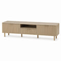 Mueble para TV de madera de roble color Beige 180x40x50 cm