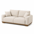 Sofá de 2 plazas en tela de poliéster beige con estructura de madera, 190x95x85 cm