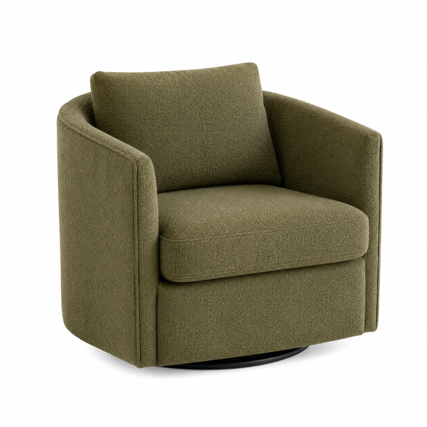 Sillón giratorio de tela de poliéster verde oliva 75x80x75 cm