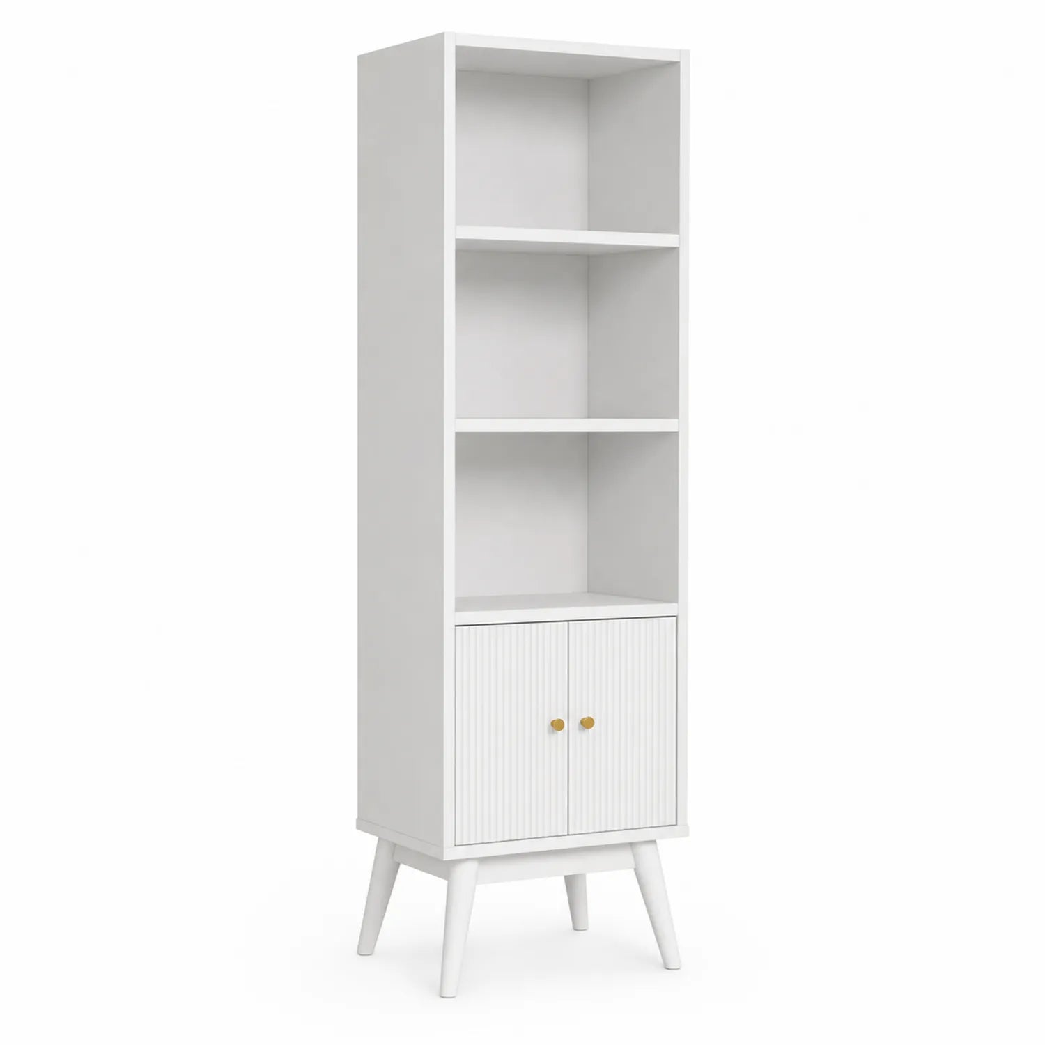 Estantería de Madera Blanca con Puertas y Estantes
