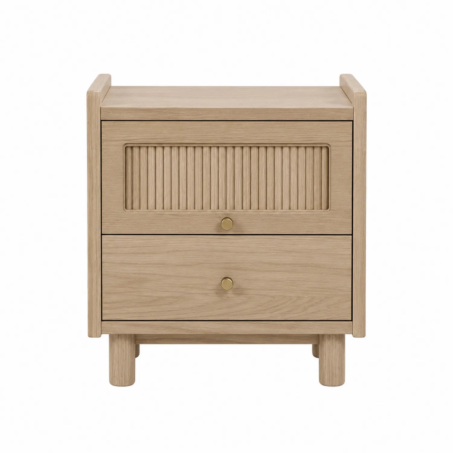 Mesita de noche de madera de roble con cajón