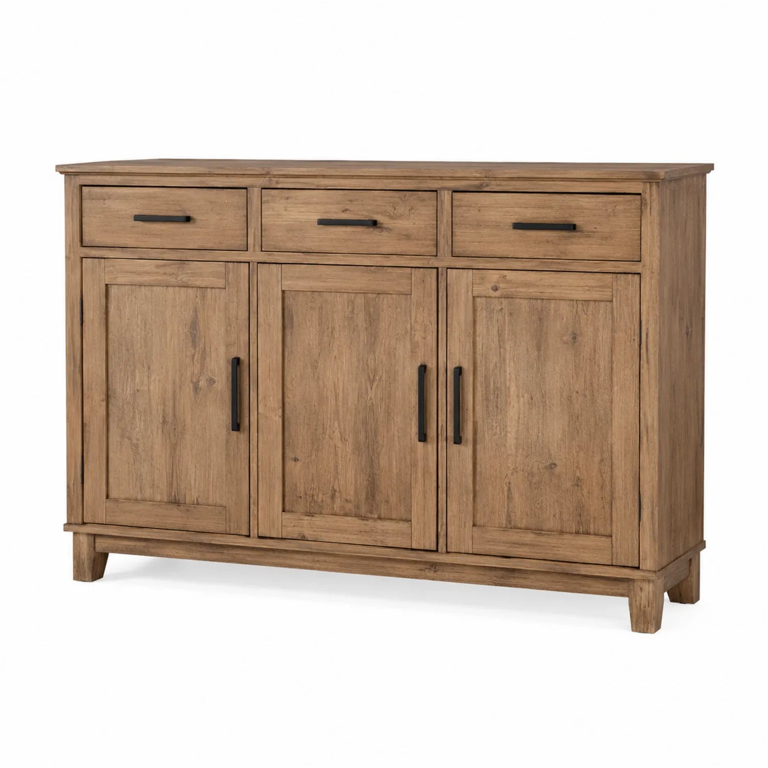 Aparador de Madera de Roble con 3 Puertas y 3 Cajones