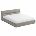 Cama de Tela Gris con Cabecera Acolchada 200x160 cm