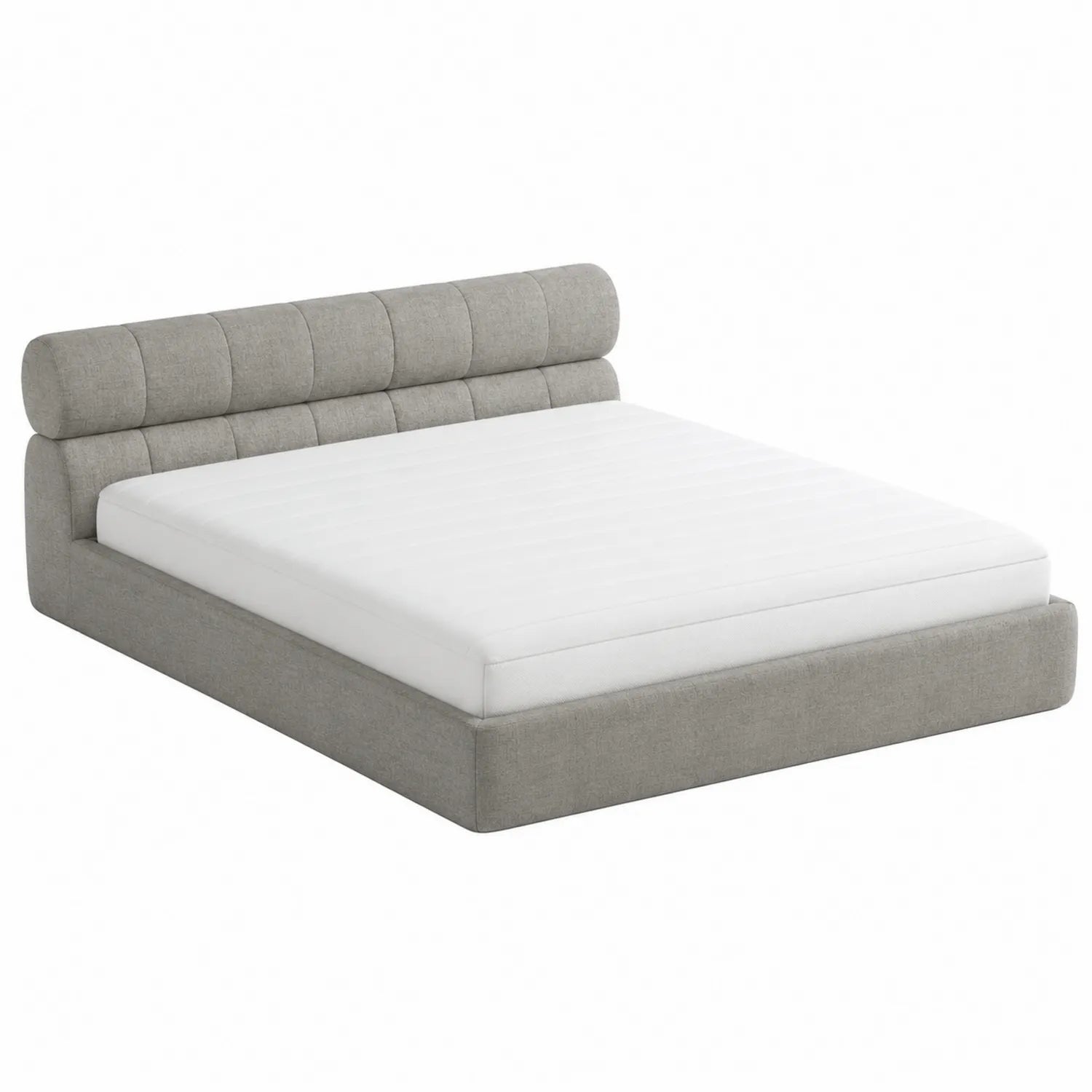 Cama de Tela Gris con Cabecera Acolchada 200x160 cm